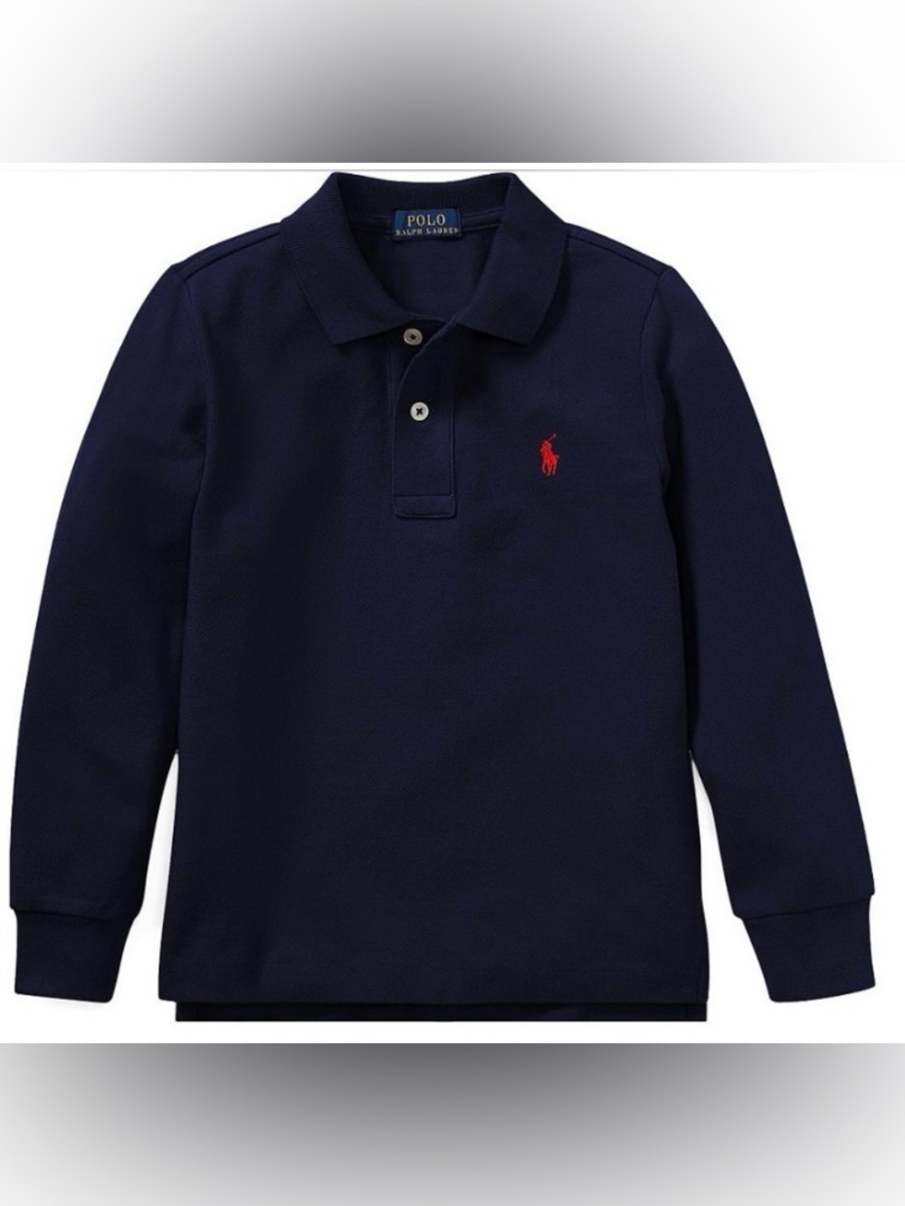 Polo Ralph Lauren Boys’ Sz 3/3T Navy Long Sleeve Iconic Mesh Shirt